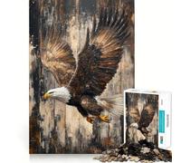Puzzle de 1000 pièces pour Adultes représentant Un Aigle à tête Blanche en vol sur Bois Jeu aux Bords Nets,Stimulant cognitif et Relaxant,idéal comme Cadeau Festif et de Loisirs (50x75cm)