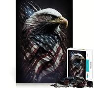 Puzzle de 1000 pièces pour Adultes représentant Un Aigle américain sur Le Drapeau des États-Unis Jeu de concentratione de Haute précision,activité de découpage et de Partage idéale pour Les Proches