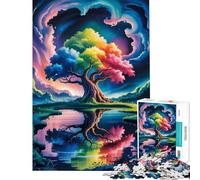 Puzzle de 1000 pièces pour Adultes représentant Un Arbre Arc-en-Ciel reflétant l'eau Jeu éducatif et Stimulant idéal pour Les 14 Ans et Plus 38x26cm