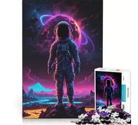 Puzzle de 1000 pièces pour Adultes, représentant Un Astronaute dans l'espace néon Jouet éducatif et Stimulant intellectuel, idéal comme Cadeau 38x52cm