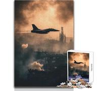 Puzzle de 1000 pièces pour Adultes représentant Un Avion de Chasse au-Dessus de ruines Un Passe-Temps paisible et satisfaisant Assemblage Parfait Découpe de précision Dimensions:38x52cm