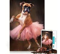 Puzzle de 1000 pièces pour Adultes,représentant Un Boxer et Une Ballerine Jeu de réflexion, pour se détendre et s'amuser Lors d'un Anniversaire (38x26cm)