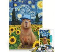 Puzzle de 1000 pièces pour adultes, représentant un capybara dans un décor étoilé, un jeu impossible à réaliser, idéal pour s'amuser en famille, un cadeau original pour un anniversaire ou Noël 38x26cm