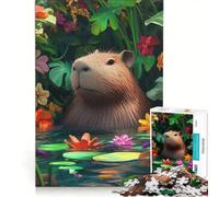 Puzzle de 1000 pièces pour Adultes, représentant Un Capybara dans Un étang Tropical Jeu de détente Stimulant, idéal pour compléter Une liste de souhaits avec Le Père Noël 50x75cm