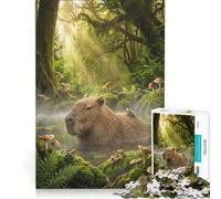 Puzzle de 1000 pièces pour Adultes, représentant Un Capybara dans Une forêt enchantée Jeu de Construction, décoration, Cadeau Original pour Un Anniversaire ou Noël 38x52cm