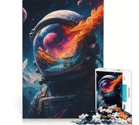 Puzzle de 1000 pièces pour Adultes, représentant Un Casque d'astronaute, Un Paysage reflétant l'espace, Un Jouet Anti-Stress, Niveau de difficulté Difficile, avec la liste de souhaits du Père Noël