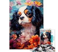 Puzzle de 1000 pièces pour Adultes représentant Un Cavalier King Charles Spaniel dans Un Champ de Fleurs Activité Amusante à la Maison Jeu Pratique pour Toute la Famille à partir de 14 Ans Dimensions