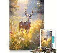 Puzzle de 1000 pièces pour Adultes représentant Un cerf de Virginie Jeu de réflexion Découpe précise Alignement Parfait Activité Amusante en Famille Soirée Jeux Nocturne (38x52cm)