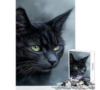 Puzzle de 1000 pièces pour Adultes représentant Un Chat Noir Une décoration Murale Originale et Un pour Les Amateurs de Jeux et de listes de souhaits avec Le Père Noël Dimensions 38x52cm