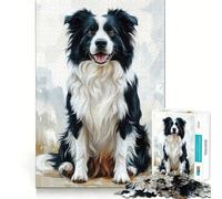 Puzzle de 1000 pièces pour Adultes,représentant Un Chien Border Collie,idéal pour Jouer,se détendre et s'amuser Pendant Un Anniversaire (50x75cm)
