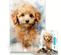 Puzzle de 1000 pièces pour Adultes représentant Un Chiot Caniche à l'aquarelle Jeu de réflexion Stimulant et Anti-Stress Décoration Murale Transparente (38x26cm)
