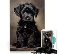 Puzzle de 1000 pièces pour Adultes,représentant Un Chiot Caniche Noir aux pièces nettes,Une activité stimulante pour Le Cerveau,Un Moment de détente et de Divertissement,Un Cadeau Artistique