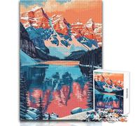 Puzzle de 1000 pièces pour Adultes, représentant Un Coucher de Soleil sur Un lac et Une Montagne au Canada Jeu de réflexion idéal pour Toute la Famille Cadeau d'anniversaire Dimensions 38x26cm