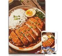 Puzzle de 1000 pièces pour Adultes, représentant Un Curry Japonais Katsu avec Riz et œufJeu Stimulant, pour Une Femme (Anniversaire) Dimensions 38x26cm.
