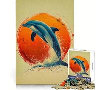 Puzzle de 1000 pièces pour Adultes, représentant Un Dauphin à l'aquarelle Idéal pour développer sa logique, se divertir et Passer Un Bon Moment Bords Nets Parfait pour Noël (38x26cm)