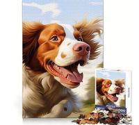 Puzzle de 1000 pièces pour Adultes représentant Un épagneul Breton Courant au Pelage au Vent Idéal pour la détente et Le développement cérébral Collection d'œuvres d'art aux Bords précis (50x75cm)