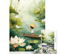 Puzzle de 1000 pièces pour Adultes représentant Un garçon ramant dans Une Barque Jeu Anti-Stress idéal pour se détendre et s'amuser à la Maison Dimensions 38x26cm