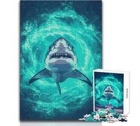 Puzzle de 1000 pièces pour Adultes représentant Un Grand Requin Blanc dans Les Profondeurs de l'océan Idéal pour Un Moment de détente et de sérénité Assemblage précis et découpe Nette 38x26cm