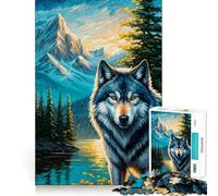 Puzzle de 1000 pièces pour Adultes représentant Un Loup dans Un Paysage de Montagne Jeu de mémoire et de réflexion de qualité supérieure,découpé au Laser Un Moment de Calme et d'exercice