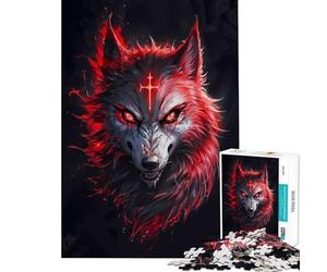 Puzzle de 1000 pièces pour Adultes représentant Un Loup rougeoyant idéal pour Un Jeu éducatif et Stimulant Une décoration Murale ou Un Cadeau Artistique (Dimensions 38x26cm)