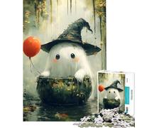 Puzzle de 1000 pièces pour Adultes représentant Un Mignon fantôme dans Un Chaudron Activités Amusantes à la Maison défi Difficile Jouet de décoration pour Les Enfants de 14 Ans et Plus (38x26cm)