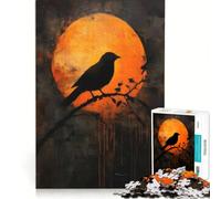 Puzzle de 1000 pièces pour Adultes, représentant Un Oiseau perché sur Une Branche Silhouette, Jouet Anti-Stress, Niveau de difficulté Difficile, avec la liste de souhaits du Père Noël 38x52cm
