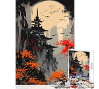 Puzzle de 1000 pièces pour Adultes,représentant Un Paysage de pagode Japonaise avec des Oiseaux Décoration intérieure,Jouet,œuvre d'art,Cadeau,Jeu en Famille Comprend Une Affiche Assorties 50x75 cm
