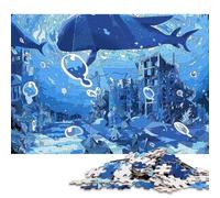 Puzzle de 1000 pièces pour Adultes, représentant Un Paysage sous-Marin avec des Baleines et Une Jeune Fille. Puzzle en Carton. Idéal comme Cadeau de Noël. 38 x 26 cm / 1000 pièces