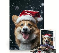Puzzle de 1000 pièces pour Adultes représentant Un Pembroke Welsh Corgi et Un Bonnet de Père Noël (50x75cm), Collection Logic Boost Toy Group Joy Premium Edge Bday Surprise