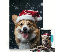 Puzzle de 1000 pièces pour Adultes représentant Un Pembroke Welsh Corgi et Un Bonnet de Père Noël (50x75cm), Collection Logic Boost Toy Group Joy Premium Edge Bday Surprise
