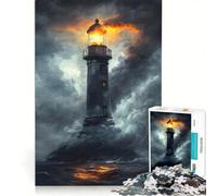 Puzzle de 1000 pièces pour Adultes représentant Un Phare sur Une île Jeu Manuel Interaction Parent-Enfant idéal comme Cadeau pour Toute la Famille 50x75cm