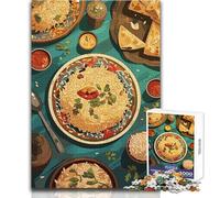 Puzzle de 1000 pièces pour Adultes, représentant Un Plat Indien vu du Dessus Jeu de réflexion, Divertissement Familial, décoration intérieure, Jouet Anti-Stress Dimensions:38x26cm
