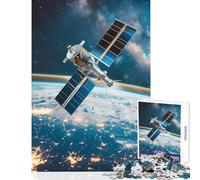 Puzzle de 1000 pièces pour Adultes représentant Un Satellite en orbite Autour de la Terre Décoration Murale pour Les Amateurs de Jeux et de listes de souhaits avec Le Père Noël 38x26cm