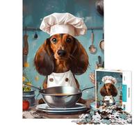 Puzzle de 1000 pièces pour Adultes représentant Un Teckel Chef Cuisinier idéal pour Un Jeu éducatif Stimulant et Original (50x75cm)