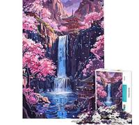 Puzzle de 1000 pièces pour Adultes représentant Un Temple Japonais avec Cascade Jeu de réflexion et découpe de précision Cadeau d'anniversaire (Taille 50x75cm)