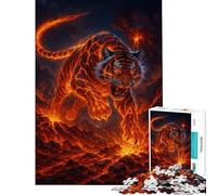 Puzzle de 1000 pièces pour Adultes représentant Un Tigre de feu dans Un Paysage volcanique Puzzle pour Adolescents Jeux de société en Famille Une œuvre d'art Amusante à Faire à la Maison (50x75cm)