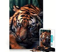 Puzzle de 1000 pièces pour Adultes représentant Un Tigre Sauvage couché dans la forêt Jeu de mémoire et de Concentration Ajustement Parfait,Format Compact,idéal pour des Moments de Jeu en Famille