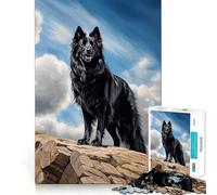 Puzzle de 1000 pièces pour Adultes,représentant Un Vieux Berger Allemand Noir Décoration soignée,Jeu cognitif et Amusant,Jeu de Paix,activité d'anniversaire (38x26cm)