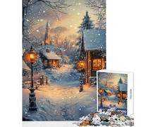 Puzzle de 1000 pièces pour Adultes, représentant Un Village d'hiver sous la Neige Décoration Murale, Cadeau d'anniversaire, Jeu Impossible et Difficile Dimensions 38x26cm
