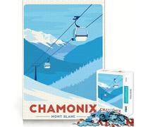 Puzzle de 1000 pièces pour Adultes,représentant Une Affiche de la Station de Ski de Chamonix Mont BlancJeu de découpe sans Couture,Jouet de résolution de problèmes,Jeu Occasionnel,scène de Noël