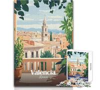 Puzzle de 1000 pièces pour Adultes, représentant Une Affiche de la Ville de Valence Jeu Stimulant, pour Les Femmes, idéal pour Un Anniversaire Dimensions:50x75cm