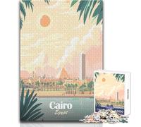 Puzzle de 1000 pièces pour Adultes, représentant Une Affiche de Voyage du Caire, en Égypte Jeu de réflexion idéal pour Toute la Famille Cadeau d'anniversaire Dimensions 38x26cm