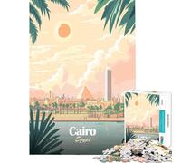 Puzzle de 1000 pièces pour Adultes représentant Une Affiche de Voyage du Caire en Égypte pour Un Jeu éducatif Stimulant Une décoration d'intérieur ou Un Cadeau (Dimensions 75x50cm)