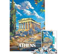 Puzzle de 1000 pièces pour Adultes représentant Une Affiche de Voyage sur Les Villes de Grèce Jeu Anti-Stress Amusant et Original pour Noël ou Un Anniversaire (38x52cm)