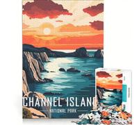 Puzzle de 1000 pièces pour Adultes, représentant Une Affiche du Coucher de Soleil dans Le Parc National des îles Anglo-Normandes, Jeu éducatif, défi Stimulant, renforce Les Liens d'amour Entre