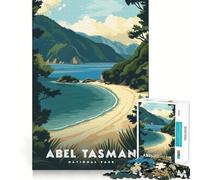 Puzzle de 1000 pièces pour Adultes,représentant Une Affiche du Parc National ABEL Tasman Jeu de réflexion et de détente,idéal pour Un Anniversaire ou comme Passe-Temps (38x52cm)