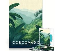 Puzzle de 1000 pièces pour Adultes,représentant Une Affiche du Parc National de Corcovado Jeu de logique et d'art aux Bords précis,idéal pour se détendre et s'amuser Cadeau Festif et Relaxant 38x52cm