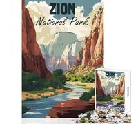 Puzzle de 1000 pièces pour Adultes représentant Une Affiche du Parc National de Zion Décoration idéale pour la Maison Jouet et Cadeau d'anniversaire Jeu éducatif avec Affiche Assortie et fiche