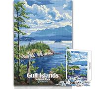 Puzzle de 1000 pièces pour Adultes, représentant Une Affiche du Parc National des Îles du Golfe Canada Un Jeu Unique Qui stimule l'analyse et la logique Cadeau Amusant Dimensions 38x52cm