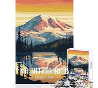 Puzzle de 1000 pièces pour Adultes représentant Une Affiche du Parc National du Mont Rainier Jeu Anti-Stress idéal pour se détendre et se divertir Un Vrai défi à relever ! Dimensions 50x75cm